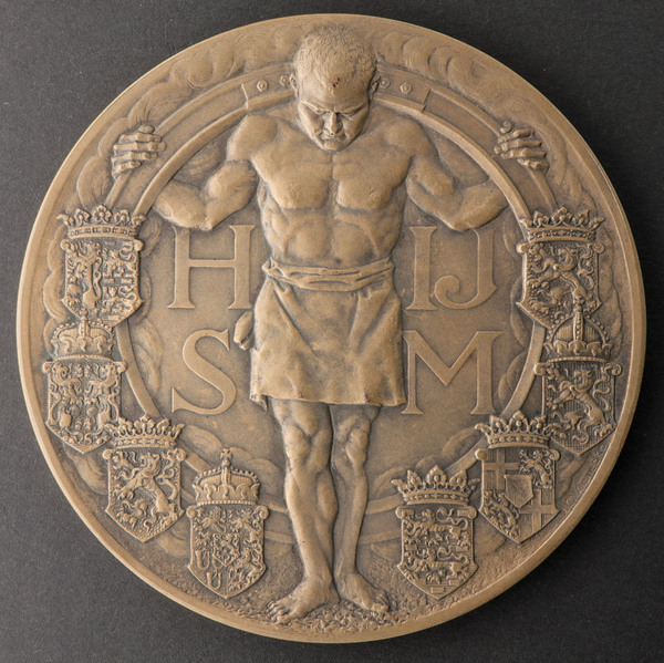 Medal on the 75th anniversary of the Dutch Iron Railroad Company (Hollandsche IJzeren Spoorweg-Maatschappij) (1839-1914)