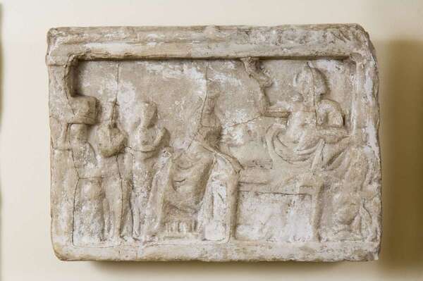 Stele with funerary banquet (plaster cast)