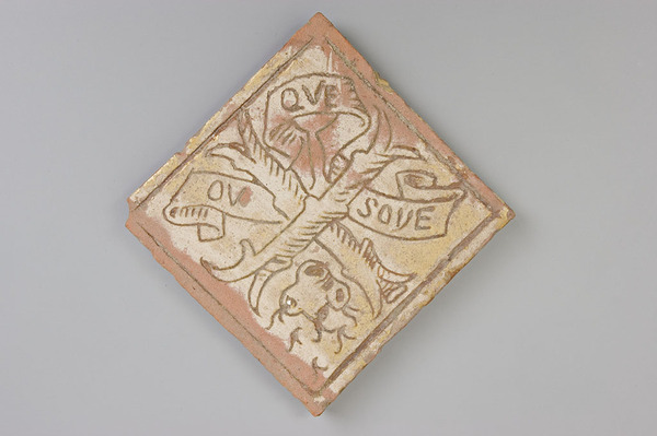 Floor tiles with depiction of a cross