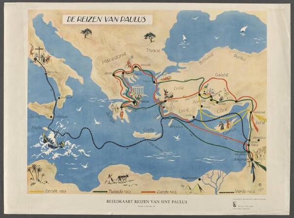Kaart van de reizen van Sint-Paulus
