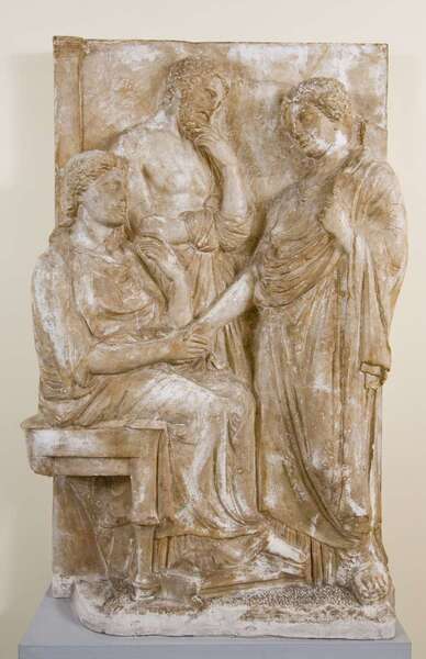 Grave stele with a woman's farewell (plaster cast)