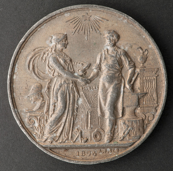 Medal on the arts and crafts exhibition in Brussels in 1874