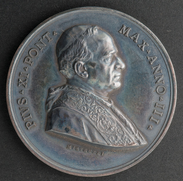 Medal on the laying of the foundation stone of the new building for the papal university Gregoriana in Rome in 1924