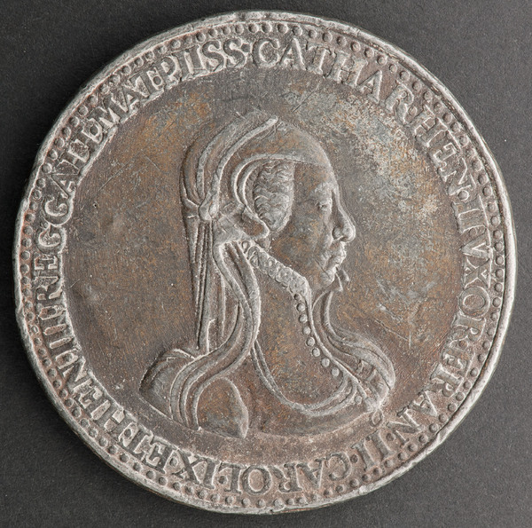 Portrait medal of Catharina de' Medici (1519-1589) with her three sons Francis II (1544-1560), Charles IX (1550-1574) and Henry III (1551-1589)